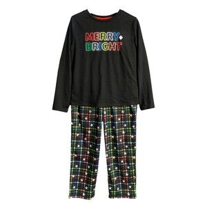 Cat & Jack Girls "Merry Bright" Plaid Star Kids Long Sleeves Pajama Set Size XXL